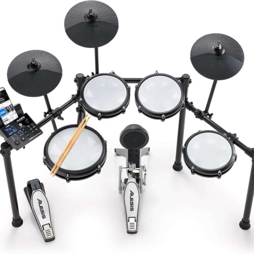 Alesis Nitro Max Electric Drum Set: Featuring Quiet Mesh Pads, Alesis Nitro Max Electric Drum Set: Featuring Quiet Mesh Pads, 10" Dual Zone Snare, Bluetooth Connectivity, 440+ Authentic Sounds, Drumeo Access, USB MIDI, and Included Kick Pedal