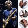 Golden Jacquard Guitar Strap - Embroidered Cotton with Leather Ends for All Guitars