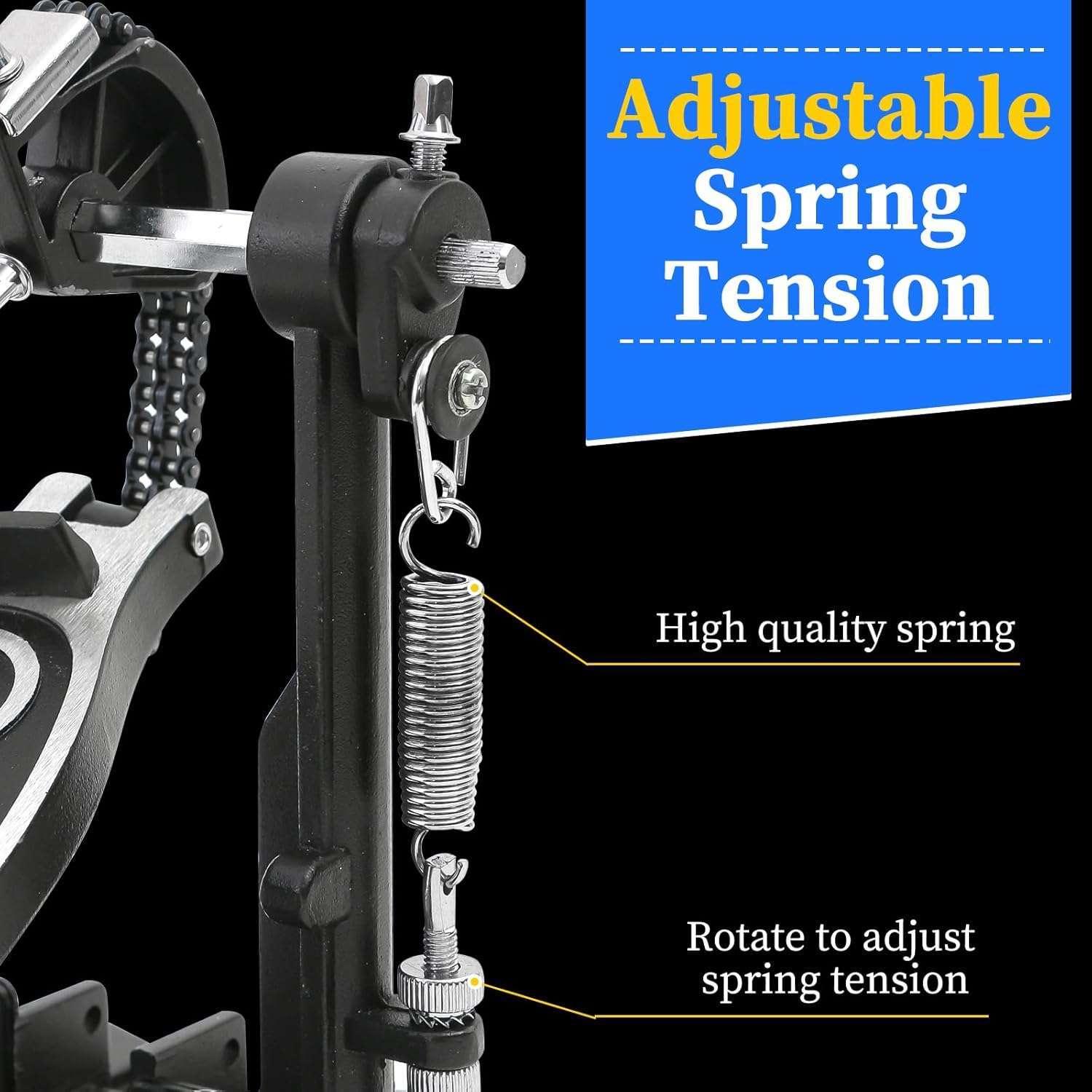 Sumdepot Adjustable Double Bass Drum Pedal with Double Chain Drive for Drum Sets