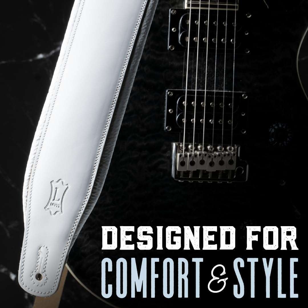 1745798443_3-Inch-Wide-Black-Leather-Guitar-Strap-with-Foam-Padding-Levys-Amped-Series-M26PD-BLK.jpg 3-Inch Wide Black Leather Guitar Strap with Foam Padding | Levy's Amped Series (M26PD-BLK)