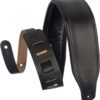 3-Inch Wide Black Leather Guitar Strap with Foam Padding | 3-Inch Wide Black Leather Guitar Strap with Foam Padding | Levy's Amped Series (M26PD-BLK)