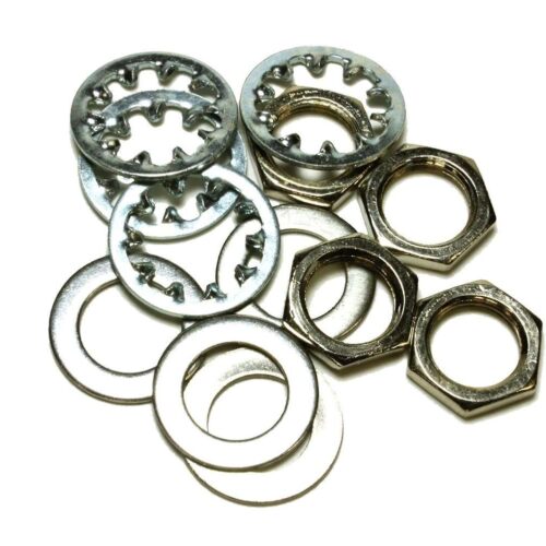4-Pack Metal Guitar Nuts, Washers & Lock Washers for US 4-Pack Metal Guitar Nuts, Washers & Lock Washers for US CTS Pots & Switchcraft Jacks