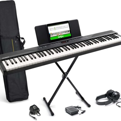 Alesis 88-Key Keyboard Piano Bundle: 480 Sounds, USB MIDI, Stand, Alesis 88-Key Keyboard Piano Bundle: 480 Sounds, USB MIDI, Stand, Pedal, Speakers & More for Beginners