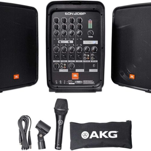 Compact JBL EON208P All-in-One PA System with Mic, Mixer & Compact JBL EON208P All-in-One PA System with Mic, Mixer & Bluetooth