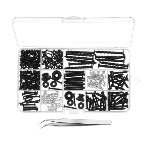 Complete Electric Guitar Screw Kit: 254-Piece DIY Set with Tweezers