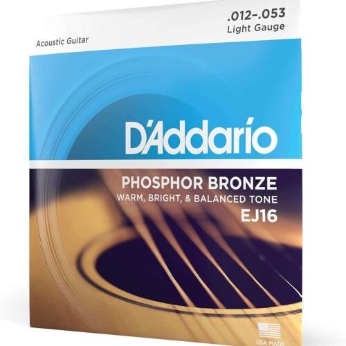D'Addario EJ16 Phosphor Bronze Acoustic Guitar Strings, 12-53 Light, Rich D'Addario EJ16 Phosphor Bronze Acoustic Guitar Strings, 12-53 Light, Rich Tone for 6-String Guitars