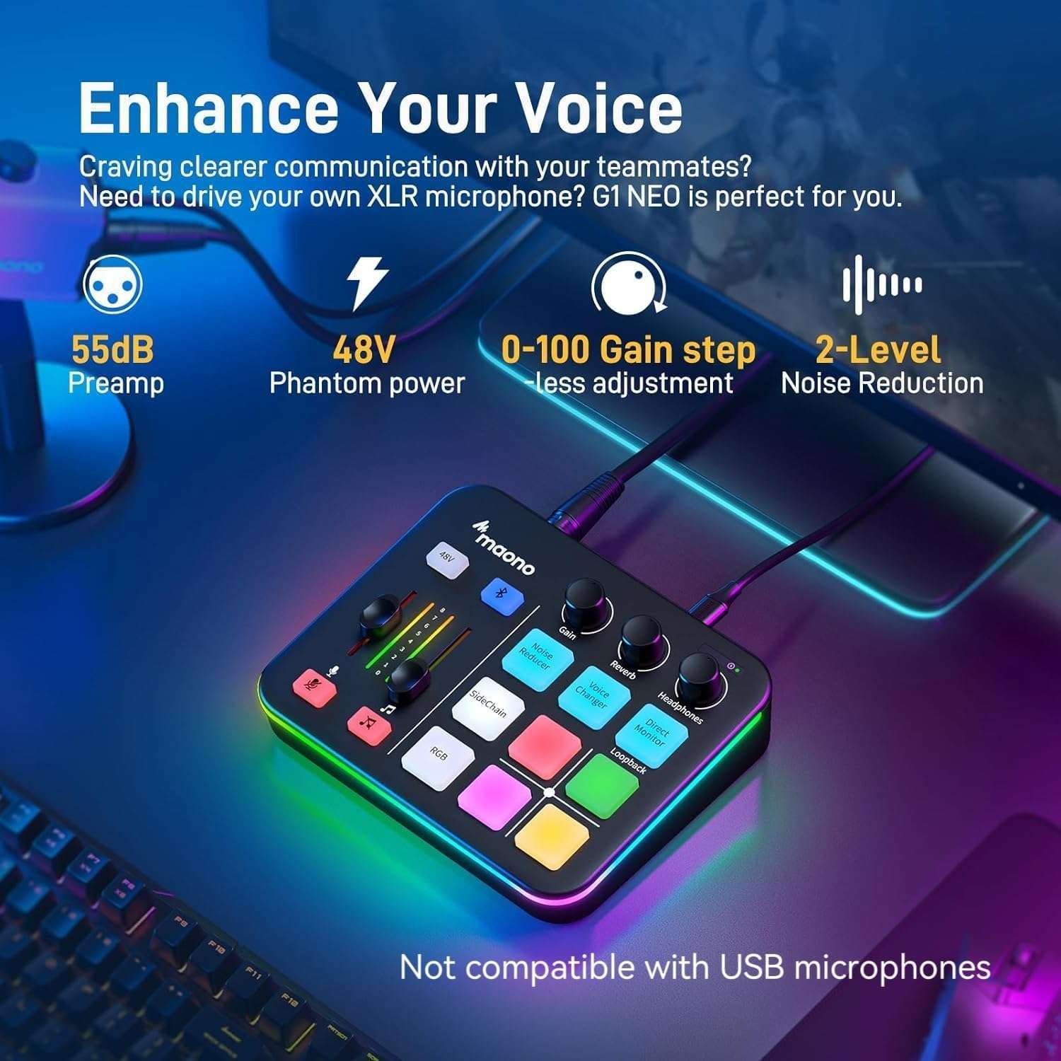 MAONOcaster-G1-NEO-Pro-Audio-Mixer-Interface-with-RGB-Bluetooth-48V-Phantom-Power-for-Streaming-Podcasting-Gaming.jpg MAONOcaster G1 NEO: Pro Audio Mixer & Interface with RGB, Bluetooth & 48V Phantom Power for Streaming, Podcasting & Gaming