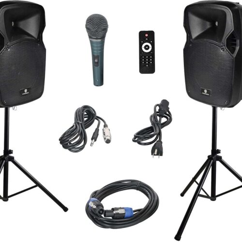 PRORECK Party 12-Inch 1000W 2-Way Powered PA Speaker System with PRORECK Party 12-Inch 1000W 2-Way Powered PA Speaker System with Bluetooth, USB, SD Card, FM Radio & Remote Control