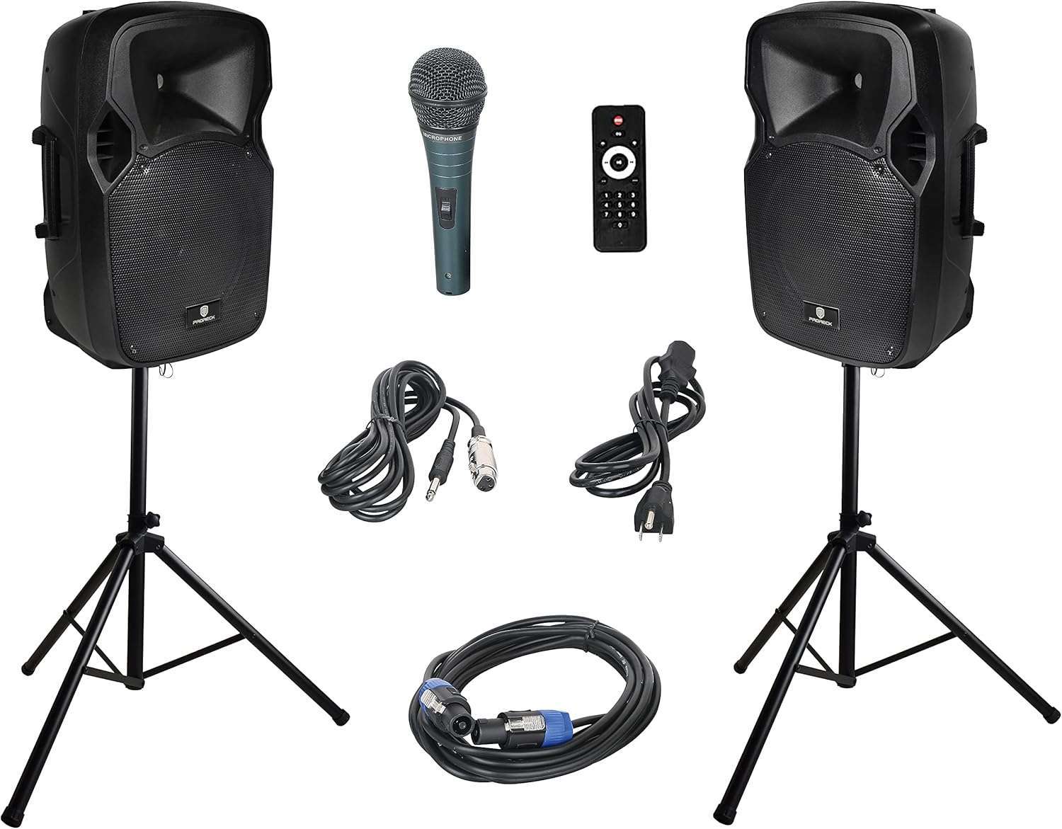 PRORECK Party 12-Inch 1000W 2-Way Powered PA Speaker System with PRORECK Party 12-Inch 1000W 2-Way Powered PA Speaker System with Bluetooth, USB, SD Card, FM Radio & Remote Control