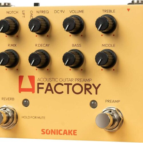 SONICAKE Acoustic Guitar Effects Pedal: Analog Preamp & Digital Reverb with XLR Output