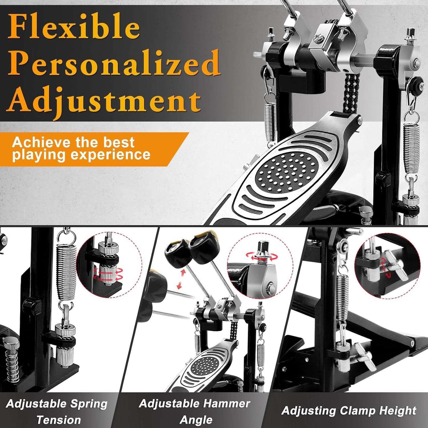 1748105533_Double-Bass-Drum-Pedal-Adjustable-Chain-Drive-Foot-Percussion-for-Drum-Sets.jpg Acfunique Double Bass Drum Pedal: Adjustable Chain Drive Foot Percussion for Drum Sets
