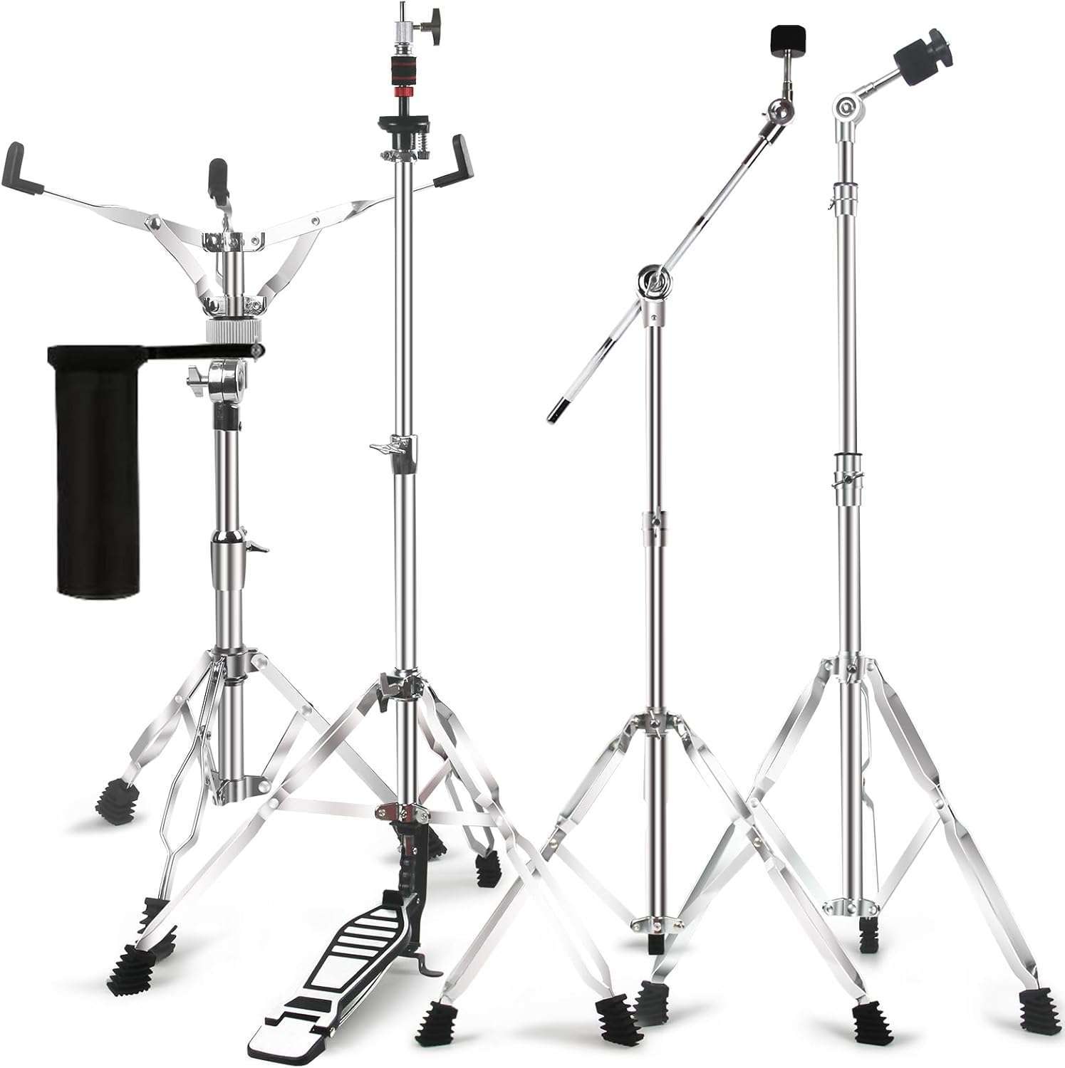 5-Piece Adjustable Drum Hardware Set: Cymbal, Hi-Hat, Snare Stands & 5-Piece Adjustable Drum Hardware Set: Cymbal, Hi-Hat, Snare Stands & Stick Holder