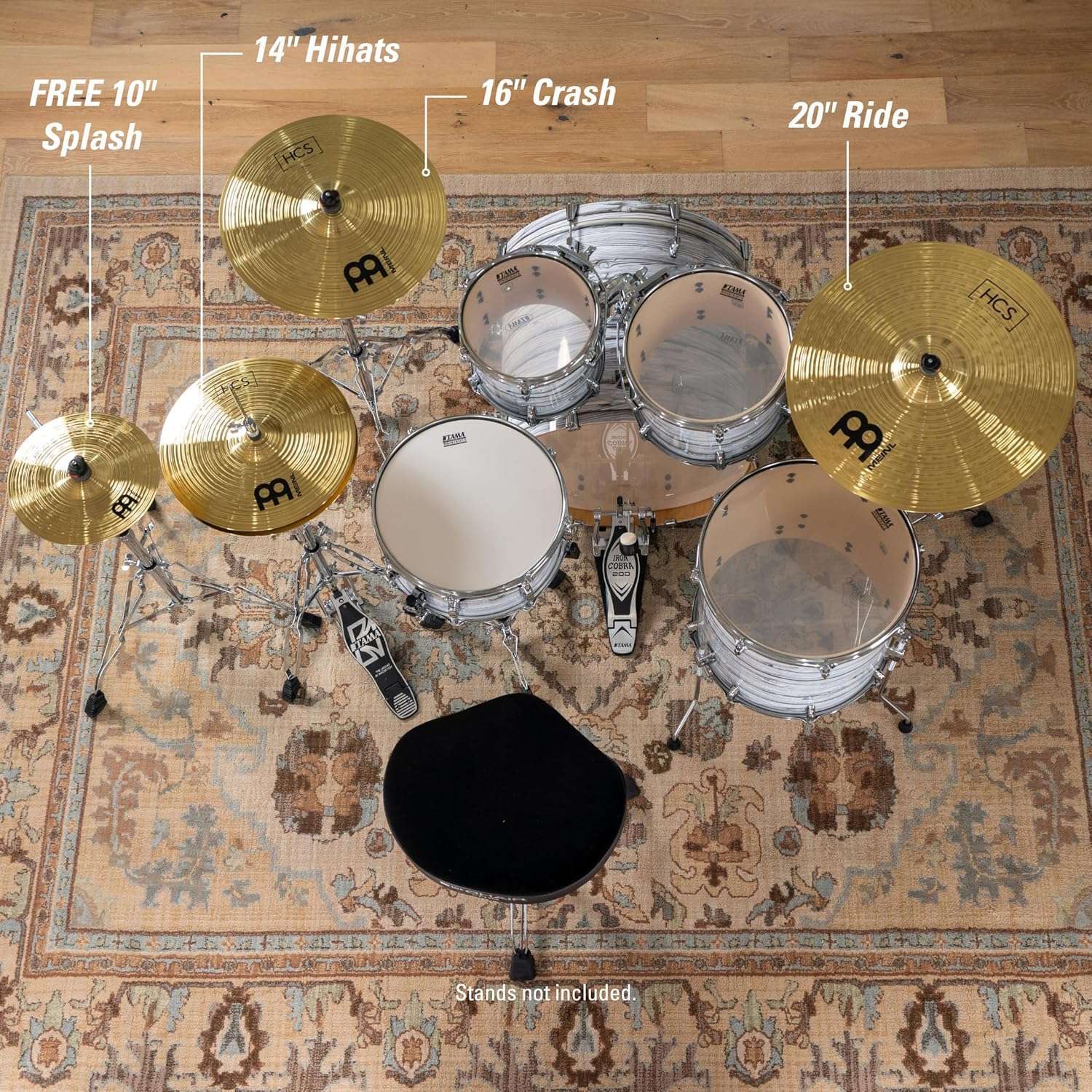 Meinl-Cymbal-Set-14-Hihats-20-Ride-16-Crash-FREE-10-Splash-–-HCS-Brass-Made-in-Germany.jpg Meinl Cymbal Set: 14” Hihats, 20” Ride, 16” Crash + FREE 10” Splash – HCS Brass, Made in Germany