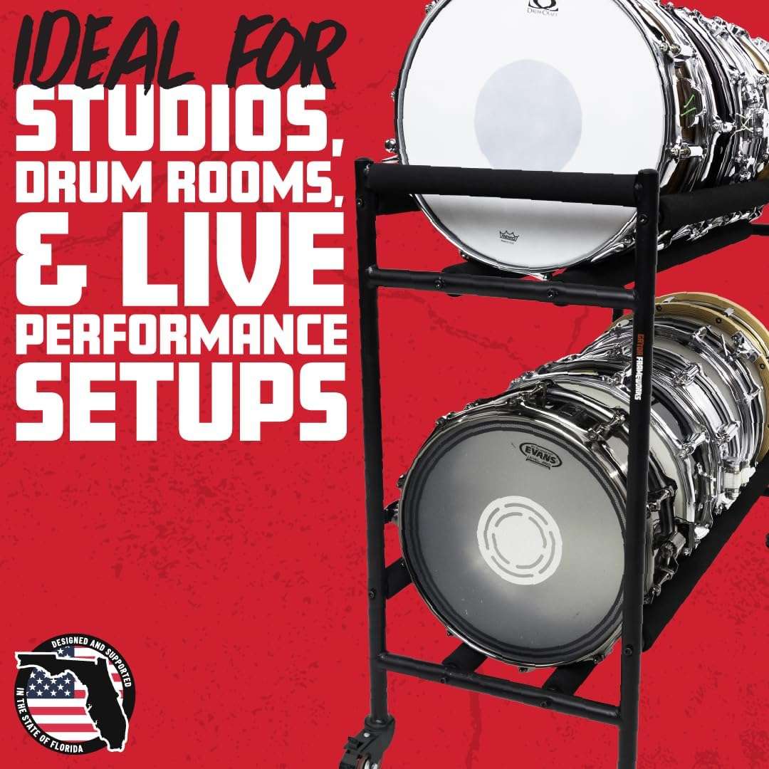 1749101476_Gator-Frameworks-Two-Tier-Snare-Rack-with-Locking-Casters-Holds-10-Drums-GFW-SDRACK-T2.jpg Gator Frameworks Two-Tier Snare Rack with Locking Casters - Holds 10 Drums (GFW-SDRACK-T2)