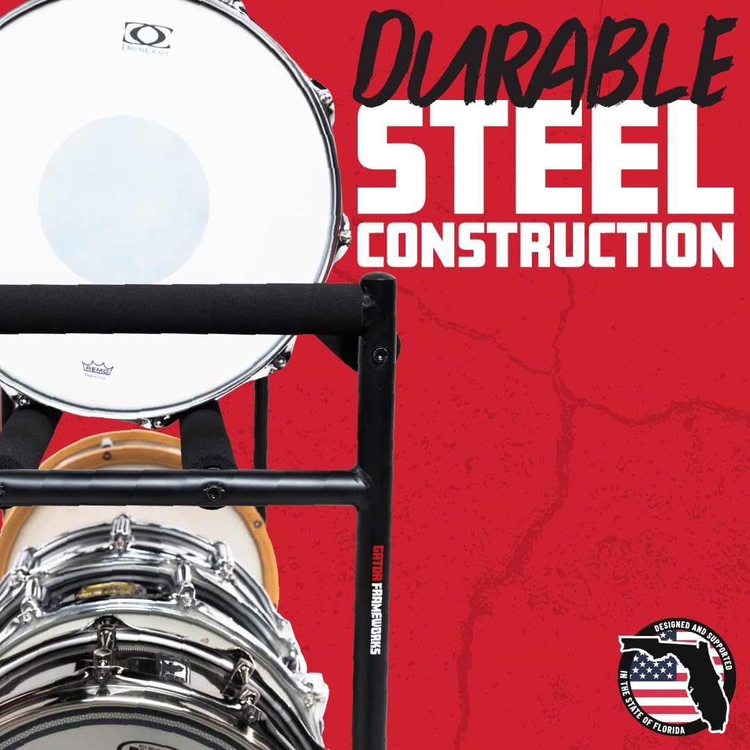 1749101477_Gator-Frameworks-Two-Tier-Snare-Rack-with-Locking-Casters-Holds-10-Drums-GFW-SDRACK-T2.jpg Gator Frameworks Two-Tier Snare Rack with Locking Casters - Holds 10 Drums (GFW-SDRACK-T2)