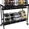 1749101479_Gator-Frameworks-Two-Tier-Snare-Rack-with-Locking-Casters-Holds-10-Drums-GFW-SDRACK-T2.jpg Gator Frameworks Two-Tier Snare Rack with Locking Casters - Holds 10 Drums (GFW-SDRACK-T2)