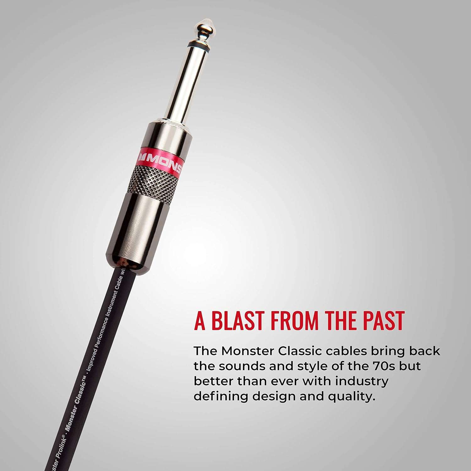21 ft Monster Prolink Classic Right Angle Guitar Cable - Durable Metal and Duraflex with 90% Copper Shield