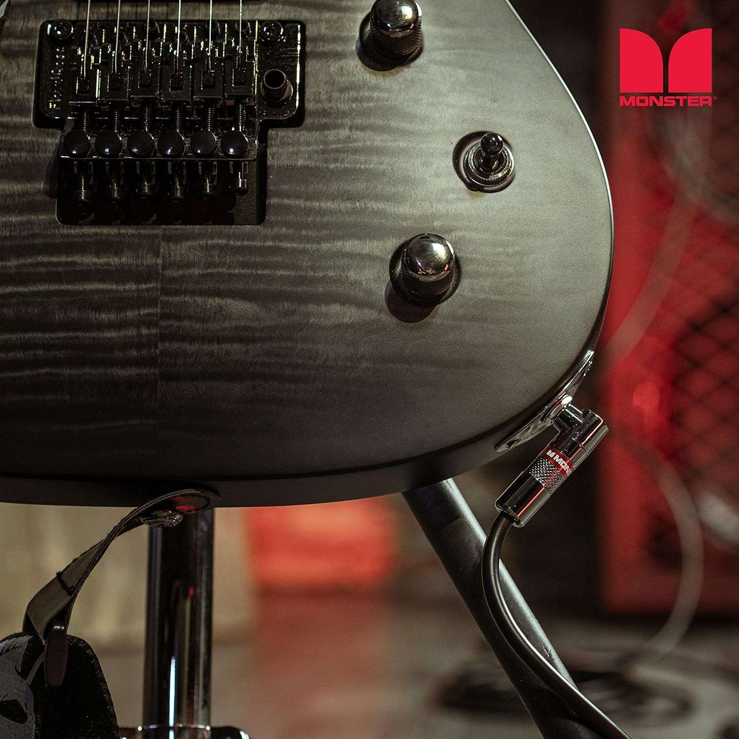 21 ft Monster Prolink Classic Right Angle Guitar Cable - Durable Metal and Duraflex with 90% Copper Shield