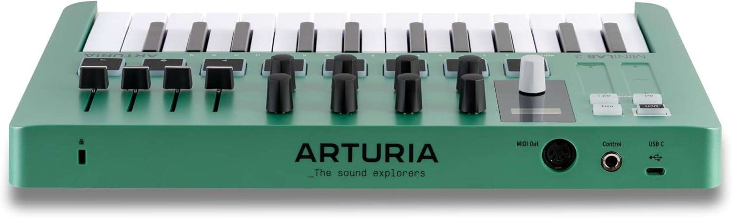 1750784540_Arturia-MiniLab-3-Limited-Edition-Mint-Green-25-Key-USB-MIDI-Keyboard-with-8-Drum-Pads-Music-Software.jpg Arturia MiniLab 3 Limited Edition Mint Green: 25-Key USB MIDI Keyboard with 8 Drum Pads & Music Software