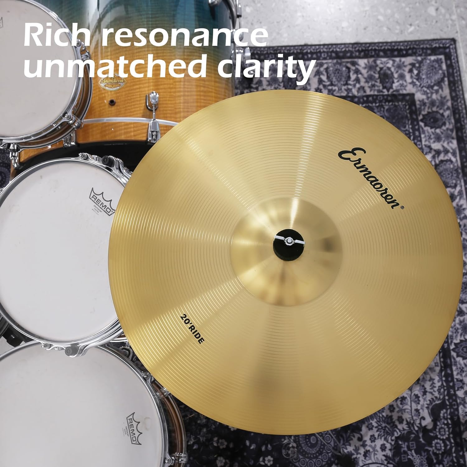 8103cPo3+gL._AC_SL1500_ Ermaoren 5-Piece Drum Cymbal Pack: 14" Hi-Hat, 16" & 18" Crash, 20" Ride