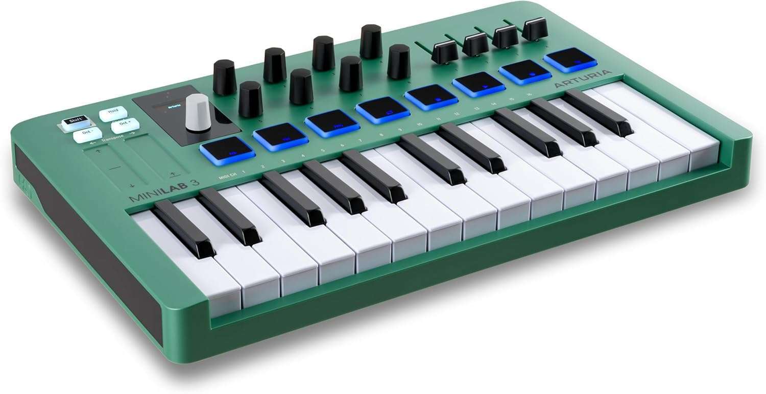 Arturia-MiniLab-3-Limited-Edition-Mint-Green-25-Key-USB-MIDI-Keyboard-with-8-Drum-Pads-Music-Software.jpg Arturia MiniLab 3 Limited Edition Mint Green: 25-Key USB MIDI Keyboard with 8 Drum Pads & Music Software