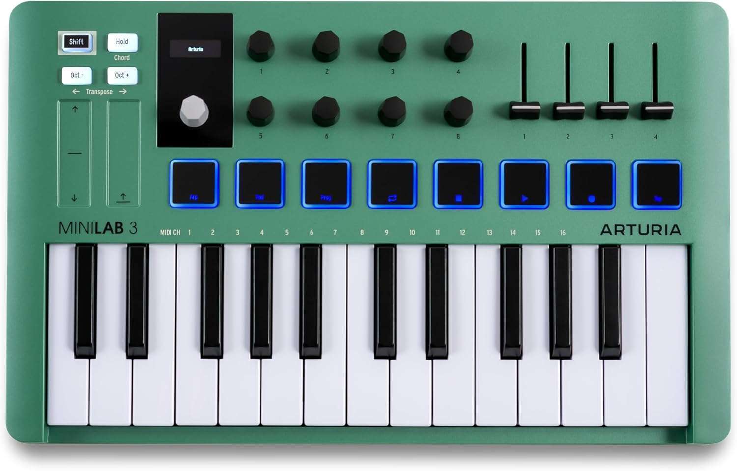 Arturia MiniLab 3 Limited Edition Mint Green: 25-Key USB MIDI Arturia MiniLab 3 Limited Edition Mint Green: 25-Key USB MIDI Keyboard with 8 Drum Pads & Music Software