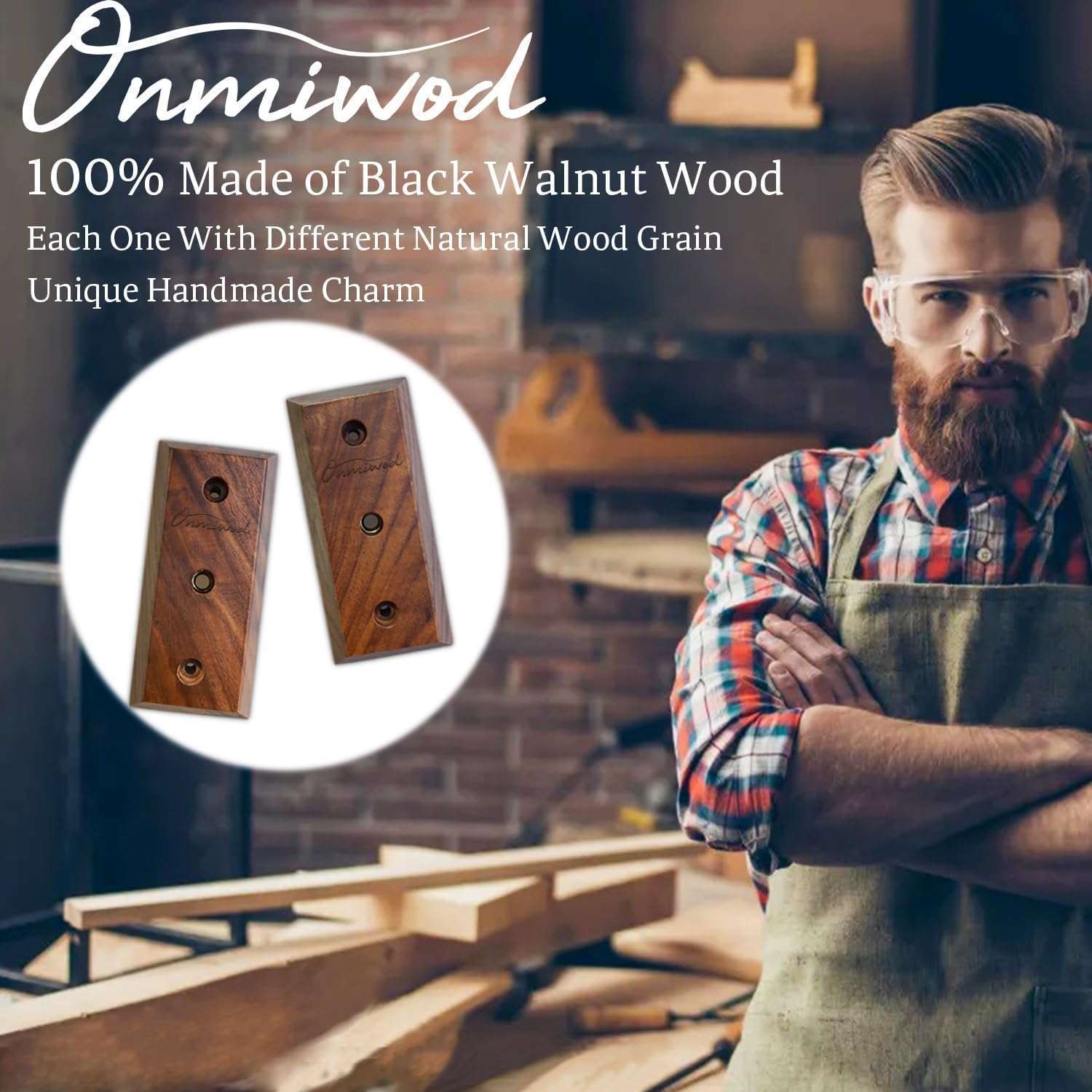 Black Walnut Guitar Wall Mount 2-Pack: U-Shaped Hangers for Acoustic & Electric Guitars, Banjo, Bass