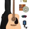 Fender Dreadnought Acoustic Guitar Bundle: Gig Bag, Tuner, Strings & Fender Dreadnought Acoustic Guitar Bundle: Gig Bag, Tuner, Strings & Lessons