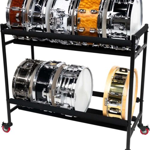 Gator Frameworks Two-Tier Snare Rack with Locking Casters - Holds Gator Frameworks Two-Tier Snare Rack with Locking Casters - Holds 10 Drums (GFW-SDRACK-T2)