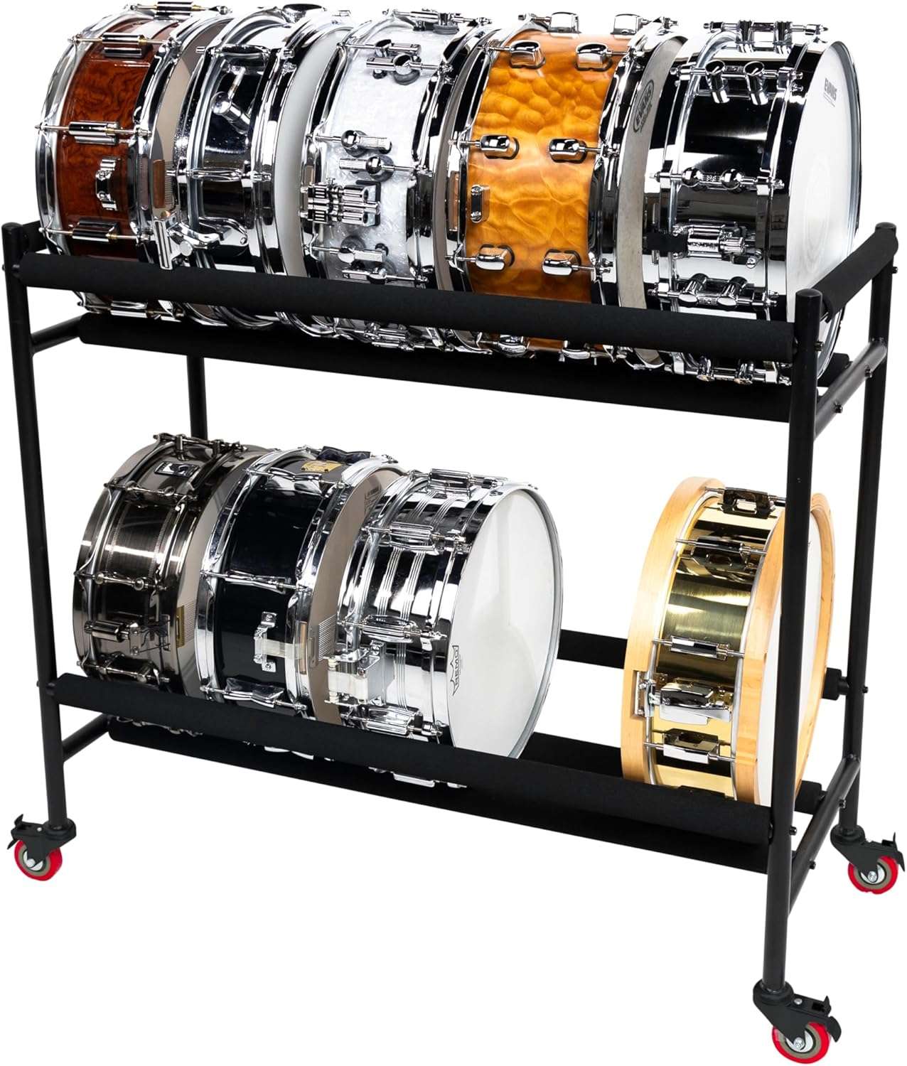 Gator Frameworks Two-Tier Snare Rack with Locking Casters - Holds Gator Frameworks Two-Tier Snare Rack with Locking Casters - Holds 10 Drums (GFW-SDRACK-T2)