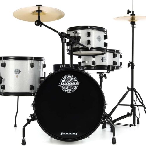 Ludwig Questlove Pocket Kit 4-Piece Drum Set in Silver Sparkle Ludwig Questlove Pocket Kit 4-Piece Drum Set in Silver Sparkle Finish