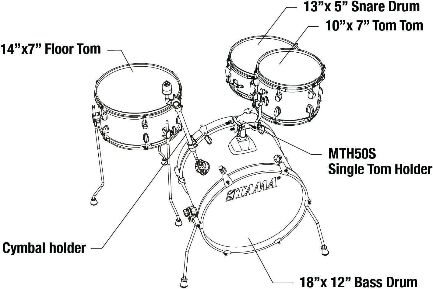 Tama Club-JAM LJK48S 4-Piece Shell Pack with Snare Drum - Cream Marble Wrap