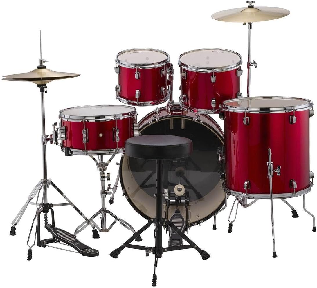 1751570399_Ludwig-Accent-5-Piece-Drum-Set-Red-Sparkle-22-Bass-Cymbals.jpg Ludwig Accent 5-Piece Drum Kit: Red Sparkle, 22" Bass & Cymbals