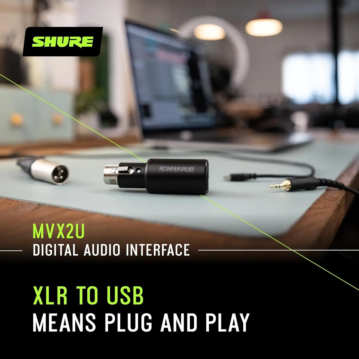 71P2NTGRdiL._AC_SL1500_ Shure MVX2U XLR-to-USB Interface: 60dB Gain, Zero-Latency, 48V Phantom Power