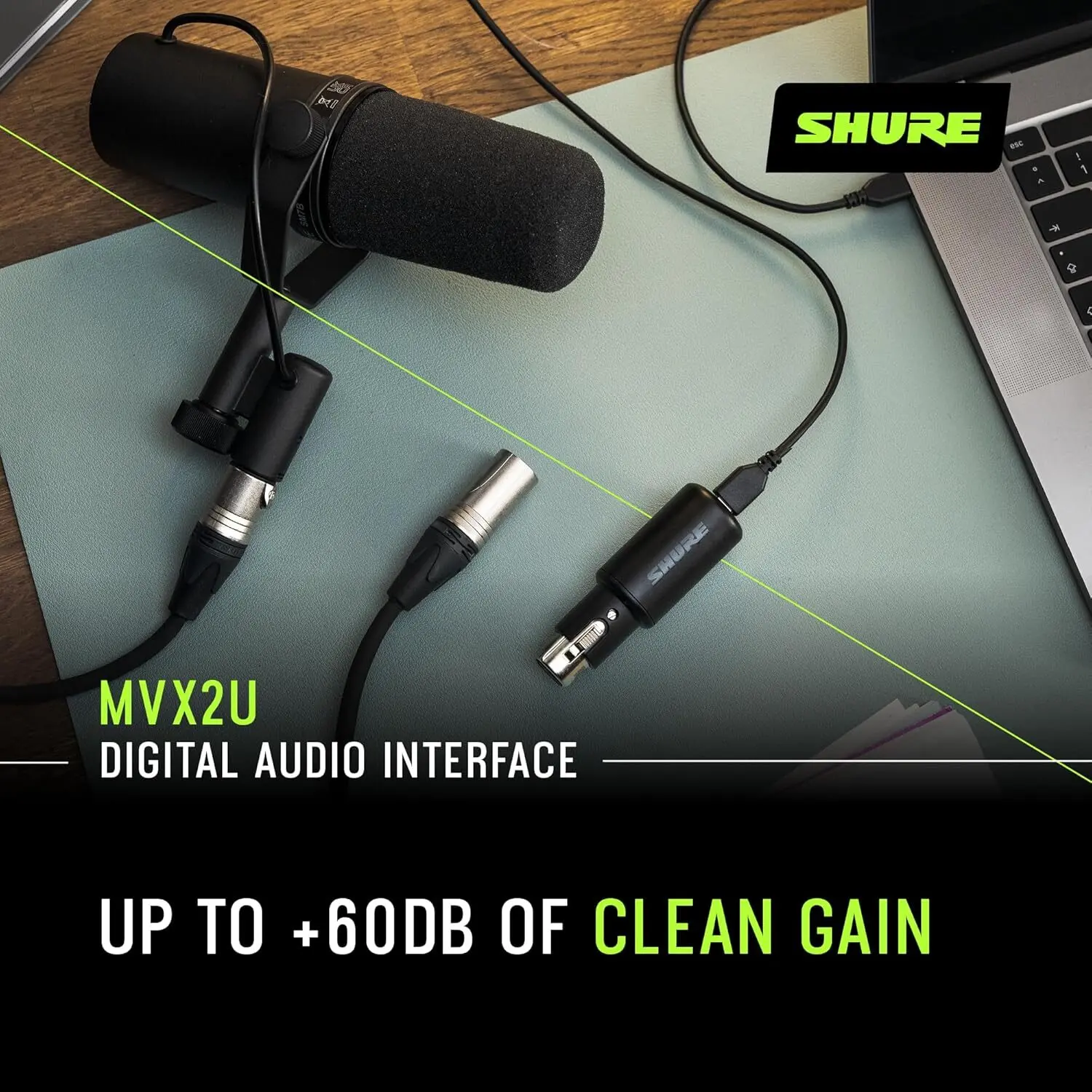 81YHl-LCL9L._AC_SL1500_ Shure MVX2U XLR-to-USB Interface: 60dB Gain, Zero-Latency, 48V Phantom Power