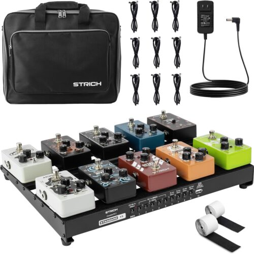 Lightweight STRICH Guitar Pedal Board with Power Supply, Cables & Bag