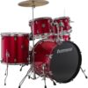 Ludwig Accent 5-Piece Drum Set: Red Sparkle, 22" Bass & Ludwig Accent 5-Piece Drum Kit: Red Sparkle, 22" Bass & Cymbals