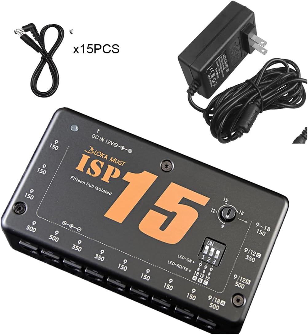 1755567217_Truely-Fully-Isolated-Guitar-Pedal-Power-Supply-15-DC-Outputs-9V12V18V-Adjustable-Blokamugt-ISP15.jpg Blokamugt® Fully Isolated Guitar Pedal Power Supply - 15 DC Outputs, 9V/12V/18V Adjustable Blokamugt ISP15