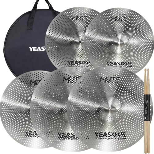 Low Volume 5-Piece Cymbal Pack with Bag: 14"/16"/18"/20" Drum Set Yeasoul® Low Volume 5-Piece Cymbal Pack with Sticks & Bag: 14"/16"/18"/20"