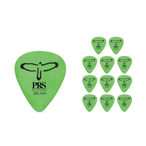 prs delrin 0.88mm punch guitar picks 12 pack,prs delrin punch picks .88 mm — 1 dozenprs delrin punch picks .88 mm are precision crafted delrin picks featuring the 12th fret “cooper’s hawk” punch for improved grip and control. built for durability and consistent tone, this 1 dozen pack is ideal for electric and acoustic players who want reliable attack and fast release.material: high quality delrin for long lasting wear and smooth feel thickness: .88 mm (medium‑heavy feel) for articulate attack and balanced tone design: 12th fret “cooper’s hawk” punched through the pick for secure, non slip grip pack: 12 picks — great value for practice, gigging, and backups compatibility: works well for rhythm, lead, flatpicking, strumming, and hybrid techniqueswhy players choose prs delrin punch pickspunch through cooper’s hawk design prevents slipping, even with sweaty hands delrin delivers a warm, full bodied tone with excellent durability .88 mm thickness gives tight note definition and strong string articulation consistent shape and edge for precise picking and reliable performancespecificationsproduct: prs delrin punch picks .88 mm quantity: 12 picks (1 dozen) material: delrin (acetal resin) thickness: 0.88 mm (approx.) design: punched cooper’s hawk motifcare & tipsrinse and dry picks if they become dirty to maintain grip and tone swap picks regularly during gigs to avoid worn edges affecting attack ideal for players seeking a balance between control and bright, articulate soundwhat’s included1 dozen (12) prs delrin punch picks (.88 mm) with cooper’s hawk punch designready to upgrade your tone and control? add the prs delrin punch picks .88 mm — 1 dozen to your cart now. PRS Delrin Punch Picks 12-Pack