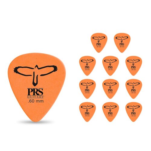 prs delrin guitar picks 0.60mm 12 pack,prs delrin picks 12 pack .60 mm — 1 dozena reliable, stage ready set of prs delrin guitar picks designed for control, durability and clear tone. these .60 mm delrin picks feature the signature 12th fret cooper’s hawk artwork and the classic prs block logo — perfect for electric and acoustic players who want consistent feel and attack.material: textured delrin for superior grip and long life thickness: .60 mm (.60mm / 0.60 mm) — versatile medium gauge for strumming and single note work qty: 12 picks (1 dozen) — great for gig bags, backups, and sharing design: 12th fret cooper’s hawk art + prs block logo fit: comfortable teardrop shape for most playing styleswhy guitarists choose prs delrin picksenhanced control: subtle texture reduces slip for confident picking and faster playing durable tone: delrin produces a warm, balanced attack with reliable string articulation consistent feel: uniform thickness and shape for repeatable performance every pick great value: a full 12 pack keeps you covered for practice, recording and gigsideal useselectric guitar leads and rhythm acoustic strumming and rhythm work studio sessions and live performance players who want a durable, grippy alternative to nylonspecificationsbrand: prs (paul reed smith) material: delrin (textured) thickness: 0.60 mm (.60 mm) quantity: 12 picks (1 dozen) artwork: cooper’s hawk 12th fret design + prs block logoadd the prs delrin picks 12 pack .60 mm to your cart for dependable grip, lasting durability, and a balanced tone that works across styles. PRS Delrin Guitar Picks 12-Pack