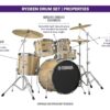 yamaha rydeen 5 pc drum kit 22in bass champagne glitter Yamaha Rydeen 5-Pc Drum Kit 22in Bass - Champagne Glitter