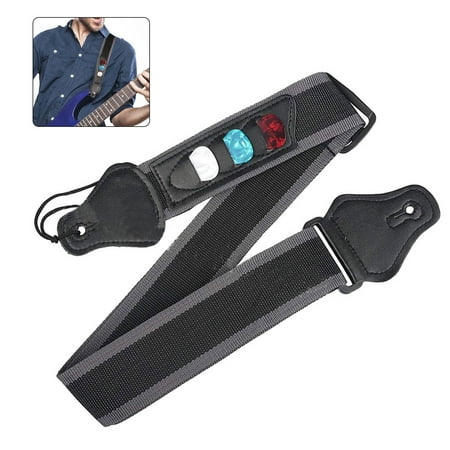 Adjustable Guitar Strap, DISEN Nylon Guitar Straps for Electric/Acoustic Guitar Bass Ukulele, Electric Guitar Strap Shoulder Belt with 3 Pick Holders, Guitar Accessories Set - Black