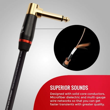 Monster Cable Prolink Bass Instrument Cable, 8-inch Right-Angle-to-Right-Angle, Black